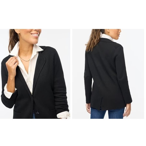J. Crew Long Sleeve Collared Two-Button Sweater Blazer Black Women’s Size Small - Picture 2 of 11